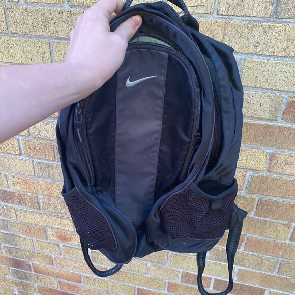 Vintage Nike Backpack Bag Gray Black Middle Check Swoosh - Picture 6 of 10